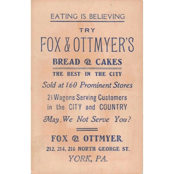 1890's Flour Sack Bread Pan Stove Fox & Ottmyer's Pa Victorian Trade Card 2P1-15 - Picture 2 of 3